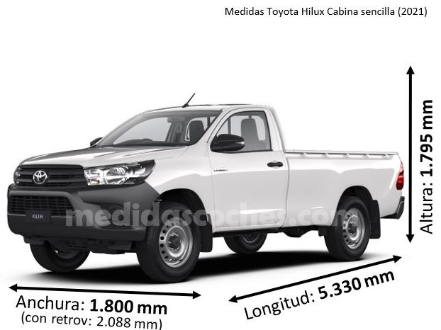 Medidas Toyota Hilux Cabina sencilla 2021
